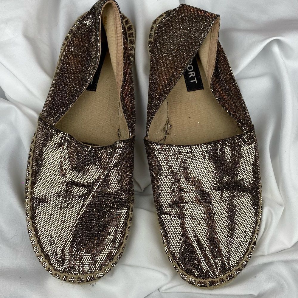 Glittery Glitzy Gold flats